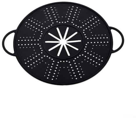 Silicone Spill Stopper Lid with Steam Vent and Heat Resistant Design for Pot Protection and Boil Over Prevention (black)