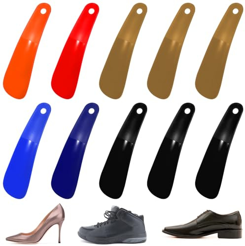 cobee 10Pcs Shoe Horn, Shoe Horns for Men and Women, Plastic Shoes Horn Travel Shoes Horns for Kids with Handle, Portable Sh oes Helpers for Boots, Heels