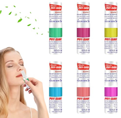 6 barras nasales, diseño de doble extremo, lápiz olfativo, inhalador tradicional con aceites esenciales, alivia la congestión nasal y los resfriados para el trabajo, estudio o viajes