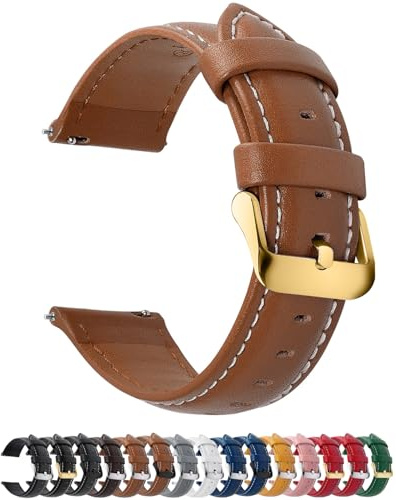 Fullmosa 12 färger Klockarmband 18mm Läderarmband för Smartwatch | Vintage-reservarmband med snabbspänne och spänne i rostfritt stål, ersättningsarmband för män och kvinnor