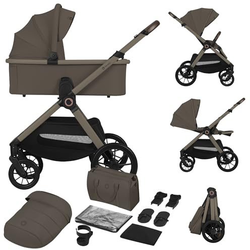LIONELO LAYLA Passeggino combinato 2 in 1 da 0 a 48 mesi fino a 22 kg, navicella fino a 9 kg, schienale e poggiapiedi regolabili, AiryDots, ruote in poliuretano girevoli a 360°, sospensione completa