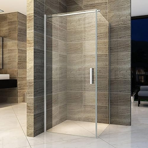 Aloni Duschkabine 80x80x190 mit Schwingtür - Dusche mit Eckeinstieg & ESG 6 mm Sicherheitsglas - Klarglas, Easy-Clean Nano-Beschichtung, Teilgerahmte Eckduschkabine
