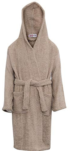 A2Z 4 Kids Girls Boys Terry Towel Beach Bathing Hooded - Towel Bathrobe Stone_7-8