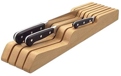Bloque de Cuchillos en cajón, Soporte de Cuchillo de Madera vacío para cajones de Cocina, Bloque de Almacenamiento de Madera