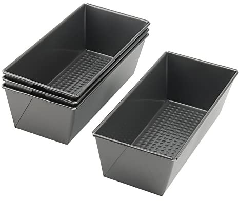 JAPCHET 4PCS 10 Inch Rectangular Bread Pans, Non Stick Black Bread Baking Tin, Rectangle Baking Tray for Oven Baking