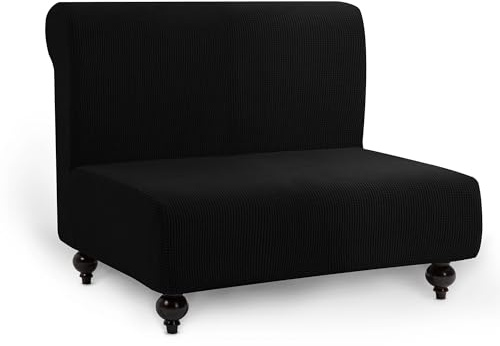 TIANSHU Housse Clic Clac Extensible, Housse de Canapé Clic Clac 2 Places Ajustable élastique Jacquard Canapé-lit Housse Protection(2 Places, Noir)