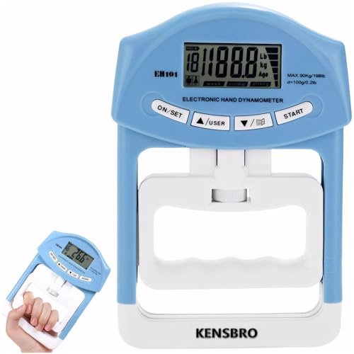 Kensbro Dinamómetro Digital de Mano - Medidor de fuerza de agarre y manómetro para mediciones precisas. Dinamómetro manual para pruebas de fuerza
