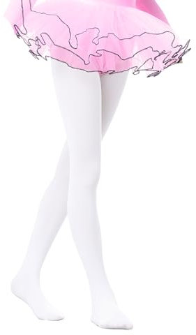 Phoeswan Ballettstrumpfhose für Kleinkind/kleine/große Kinder/Frauen, 90D Denier Tanzstrumpfhose für Ballett, Gymnastik, 2 oder 3 Paar/Packung, Weiß (1 Paar), 12-14 Years