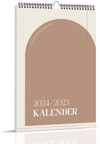 BIROYAL Wandkalender 2025, Ästhetischer minimalistischer Kalender 2025, Familienplaner Juli 24 - Dez 25, Familienkalender 2025 mit Jahreskalender Planung (Reisbraun, 254x380 mm)