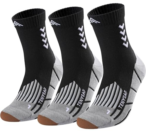Lounwee Compression Crew Running Socks: Athletic Socks for Men Women with Cushion,3 Pairs Work Hiking Basketball Sport Socks