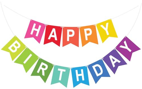 G2PLUS Bandierine Happy Birthday Pre-Assemblate Festoni Compleanno Bambina,Festoni Carta Compleanno Striscione Buon Compleanno Bandierine Compleanno per Feste di Compleanno Partito