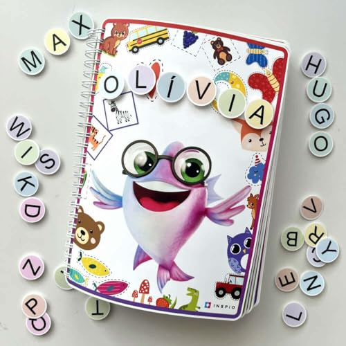INSPIO Libro Montessori XXL per bambini (64 pagine, 233 accessori) – lavabile, resistente, con nome personalizzato – attività educative 3–6 anni