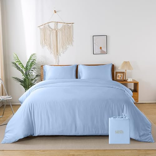 bienDo Bambus Bettwäsche, Blau, Luxus Seidenbettwäsche, 200x200, Weiche Kuschelig Bettzeug, Allergiker, für Winter und Sommer, Atmungsaktiv Hotel Bed Cover Wie Ägyptische Baumwolle
