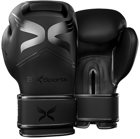 8xSports 8oz Boxing Gloves Maya Hide Leather, Professional Training Sparring MMA Gloves Mua Thai Kickboxing Fighting Workout, Punching Bag Focus Mitts Pads Men Women, Multi Layered, Ventilated Palm