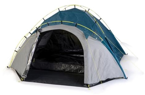 adventuridge Kuppelzelt 4 Personen Camping Zelt - 4 Mann Campingzelt Igluzelt Trekkingzelt mit 2000 mm Wassersäule mit Vorzelt inkl. 2 Eingänge wasserdichtes Festivalzelt (blau/grau)