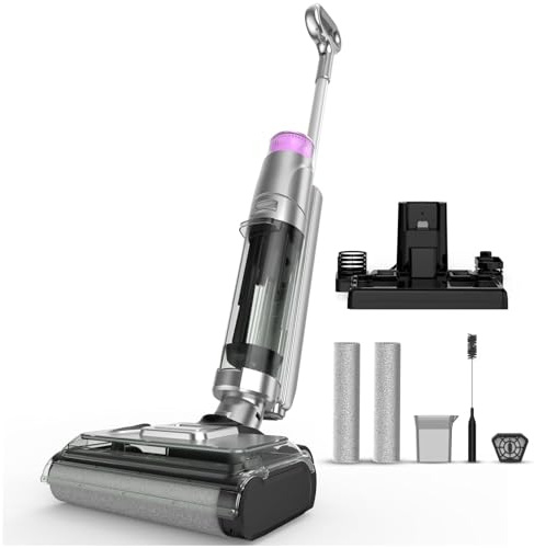 PuraLuce Intelligenter kabelloser Bodenwischer, Staubsauger, Bodenwischer saugt und wäscht Böden zu Hause, 3 in 1, Reinigung für Böden und trockene oder nasse Oberflächen, ideal für Tierhaare (W13)