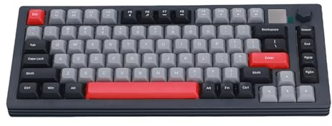 ASHATA 75% Drahtlose Mechanische Gaming -Tastatur, Drahtlose Gaming -Tastatur mit RGB -RGB -Backlit -Multimedia -Bildschirm und Steuerknopf Heiße Swappbare Lineare Switches (Gray)