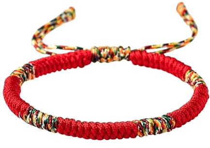 1 Pulsera Tibetana de Hilo Rojo Ajustable, Pulsera de Protección Cábala, Hilo del Destino, Longitud 16-25 cm, Accesorio Espiritual para Hombre y Mujer
