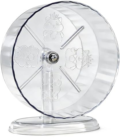 Otbushit Hamsterhjul super 24 cm transparent tyst hamster löparhjul med justerbart stativ för dvärghamstrar möss gerbils och små husdjur tyst snurrande husdjursträningsleksak
