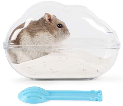 BUCATSTATE Hamster Sand Bath Container Large Hamster Toilet with Scoop Set Dust Bust Accessories for Small Animals (Transparent, Medium)