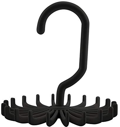 HERCHR Giratorio Percha para 20 Corbata, Soporte De Cinturón Giratorio De 360 °Percha, Soporte de Cinturón Que Ahorra Espacio, Soporte Organizador Giratorio Ajustable(Negro)
