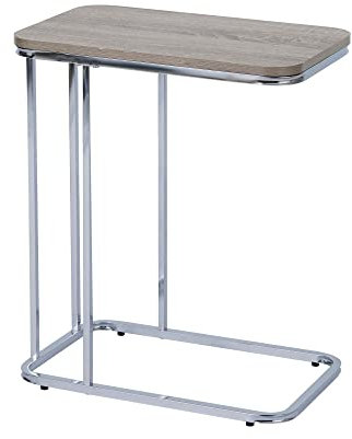 Teamson Home Cora 20 C-bord med träkornsfinish och metallbas, brun, legerat stål PB polyvinylklorid