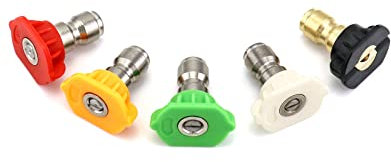 QWORK® 5 Pack, Pressure Washer Spray Nozzle Tips, 1/4 Inch, 2.5 GPM