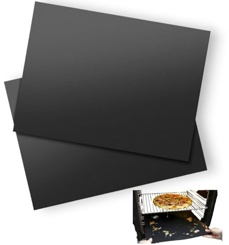 HYFIVE Oven Liner Sheets for Bottom of Oven for Fan Assisted Ovens Teflon Coated Non Stick Liner Mat Keeps Oven Clean 2 Pack 40x50cm Dishwasher Safe Oven Cleaning Solution