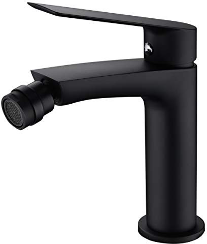 IMEX - Grifo monomando de bidé para Agua Fría y Caliente, Griferia Baño WC Clásico, Mezclador Monomando higienica Serie LUXOR Negro Mate - BDX023-2NG