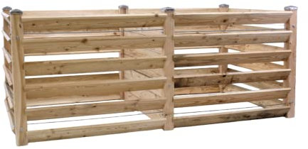 Composteur moderne duo d'environ 100 x 193 cm - Hauteur : 80 cm - En bois de mélèze massif - Système d'emboîtement