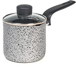 Home Salt Npepper Bollilatte in Alluminio con Rivestimento Antiaderente, Coperchio in Vetro, 10cm