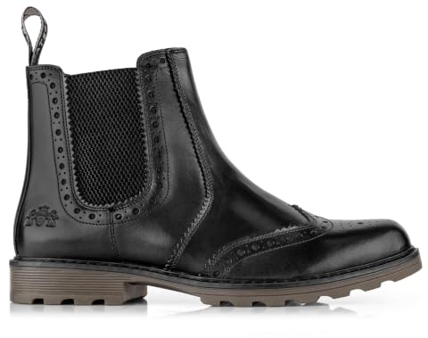 Catesby Bute Brogue Leather Dealer Boots for Men UK | Genuine leather uppers; cushioned insole; high grip rubber outsole; pull on loop; for country walks, work and smart wear