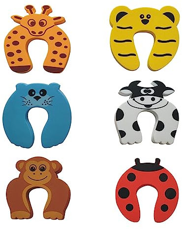 CUHZA Baby Schaumstoff Türstopper，6 Stück Klemmschutz Schaumstoff Türstopper，Türstopper Schaumstoff，Tier Türstopper Kindersicherung für Türen Fenster, Finger Klemmschutz Kinder Sicherheit