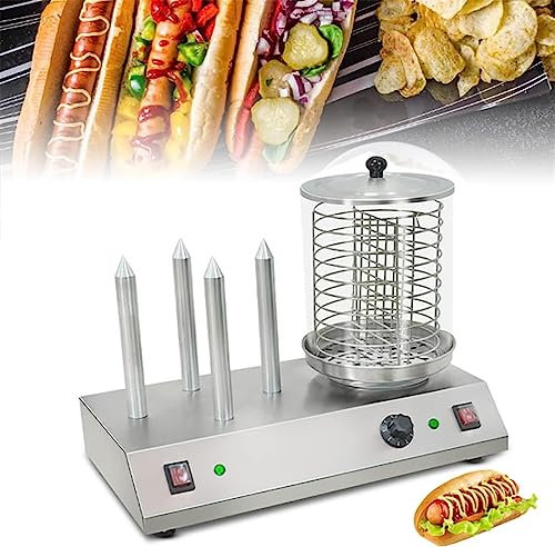 macchina per hot dog Macchina A Rullo For Hot Dog Con Coperchio Di Protezione, Macchina For Hot Dog Con Griglia For Salsicce In Acciaio Inossidabile 538W, Macchina For Vapore For Alimenti Commerciali,