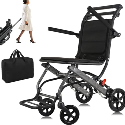 (Only 15lbs) Lightest Transport Wheelchairs, with Telescopic Handle, Carry Bag Include, Travel Wheelchairs for Adults Lightweight Foldable,Ultra Lightweight Folding Wheelchair