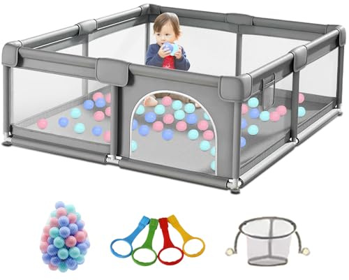 Parque Infantil para Bebés Centro de Actividades para Bebés Parque de Juego Valla Pequeños Grande para Actividades Interior y Exterior para Niños con Espuma Anticolisión (2.0 * 2.0M)