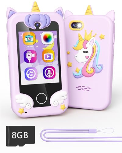 Telefono Giocattolo per Bambini, Regali a Tema Unicorno per Bambini e Bambine da 3 a 8 Anni, Smartphone con Schermo Tattile, Musica, Doppia Fotocamera e Giochi di Puzzle, Ideale per Compleanno