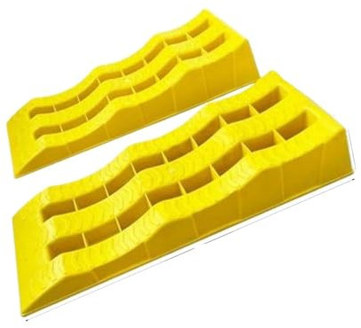 Rampes De Voiture Rampes de nivellement de voiture 2 pièces Blocs de nivellement de camping-car robustes Cales et niveleurs de roue de remorque légers Voyage multifonctionnel Rampes D'Accès(Yellow)