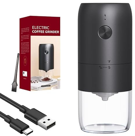 UMsynergy Compact Electric Burr Coffee Grinder | Rechargeable & Adjustable Mini Bean Mill with Multiple Grinding Settings