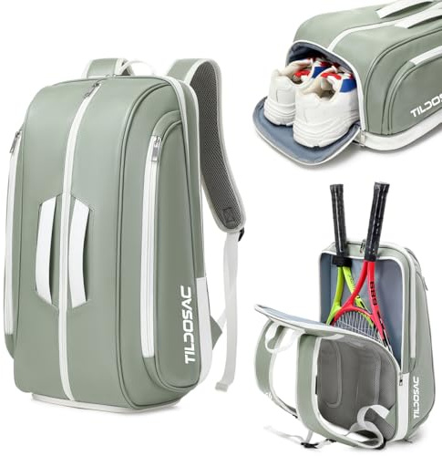 TILDOSAC Tennistasche Schlägertasche für Tennis Padel, große Sport Pickleball Tasche für Männer Frauen mit Schuhfach, Laptop Sleeve, Zaun Haken, Ball Sleeve