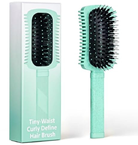 TOZKZO Cepillo Pelo Rizado Mango Ergonómico, Peine que Previene la Rotura y el Daño del Cabello, Adecuado para Peinar y Estilizar Tanto en Cabello Húmedo Como Seco - Verde