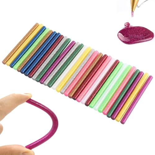 Lot de 50 bâtons de colle chaude - 7 x 100 mm - Multicolore - Séchage rapide - 100 x 7 mm - Pour le bricolage, la réparation du bois, du plastique, de la céramique