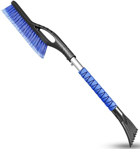 HEEYA 27 Inch Ice Scraper and Brush for Car, Snow Brush and Ice Scraper with Foam Grip, Detachable Snow Scraper for SUV Truck Jeep Vehicle Auto Windshield Window - Blue