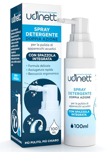 Limpiador de Audífonos en Aerosol Cepillo Integrado - Udinett 100ml Fórmula Sin Alcohol para Limpiar Auriculares Bluetooth Secado Rápido Elimina la Cera y la Suciedad