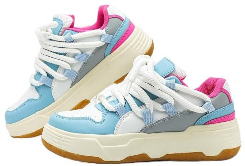 SHSIRET Platform Sneakers for Women, Cushioning Non Slip Fashion Walking Casual Classic Chunky Shoes Blue