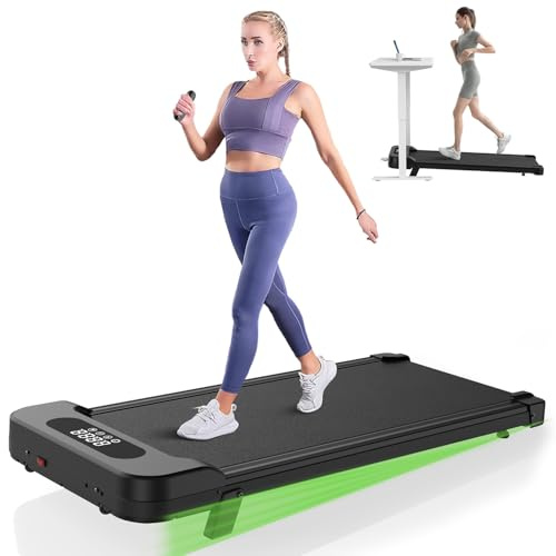 Dskeuzeew Walking Pad Treadmill with 7% Incline, 8KM/H Under Desk Portable Running Machine for Home Office, Compact Mini for Small Spaces, Installation-Free, Remote Control, LED Display