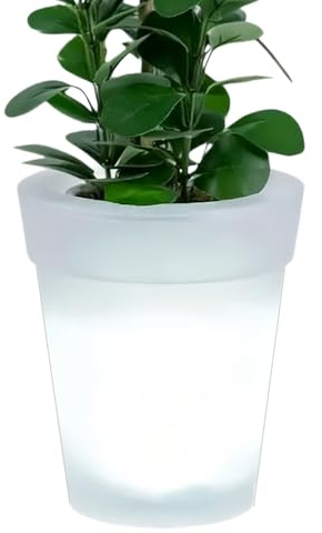 Maceta LED – Iluminación exterior impermeable resistente a las temperias, jardinera solar con LED para exterior, para terraza, jardín, pasillo, decoración al aire libre, cumpleaños, regalo