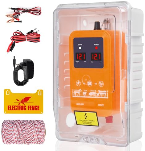 15km ClôTure éLectrique, Cloture Electrique Pour Animaux, éLectrificateur De ClôTure éLectrique, Electrificateur Cloture Electrique , Pour La Protection Des Animaux (Orange)
