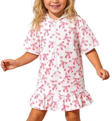 Generisch Bañador para niña con capucha, manga larga, estampado, protección solar, natación, vacaciones en la playa, elegante, transpirable, elegante, suave, ropa de playa, ropa de playa, ropa de