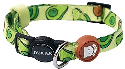 DUKIER - Collar para Gatos, Regulable y Ajustable, Accesorio Mascotas Resistente y con Cierre de Seguridad, Diseño de Avocado, Talla Única (17-29 cm)